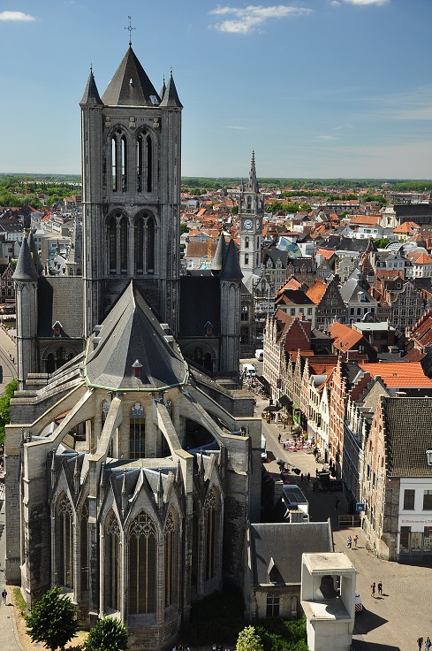 Benelux - kostel sv. Mikuláše ze zvonice Belfort, Gent 