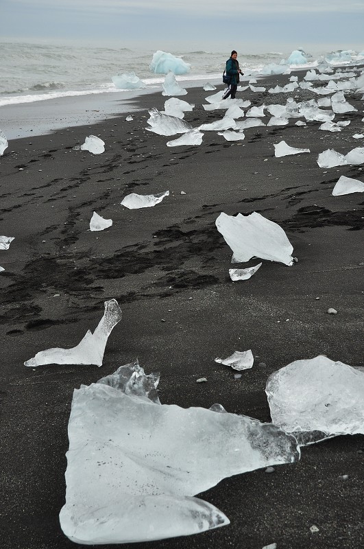 Island 2011 - pláž poblíž Jökulsarlón, Vatnajökull 