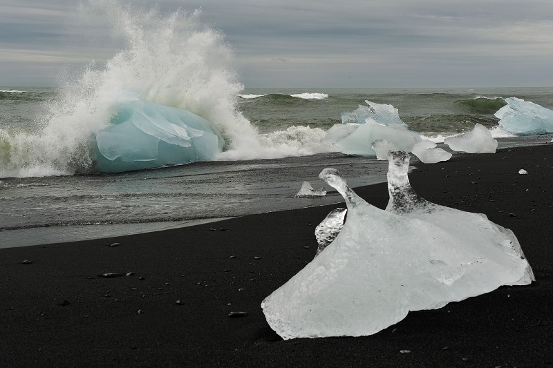 Island 2011 - pláž poblíž Jökulsarlón, Vatnajökull 