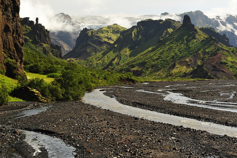 Island 2011 - Þórsmörk-údolí  ř. Krossá+ ledovce Mýrdalsjökull 