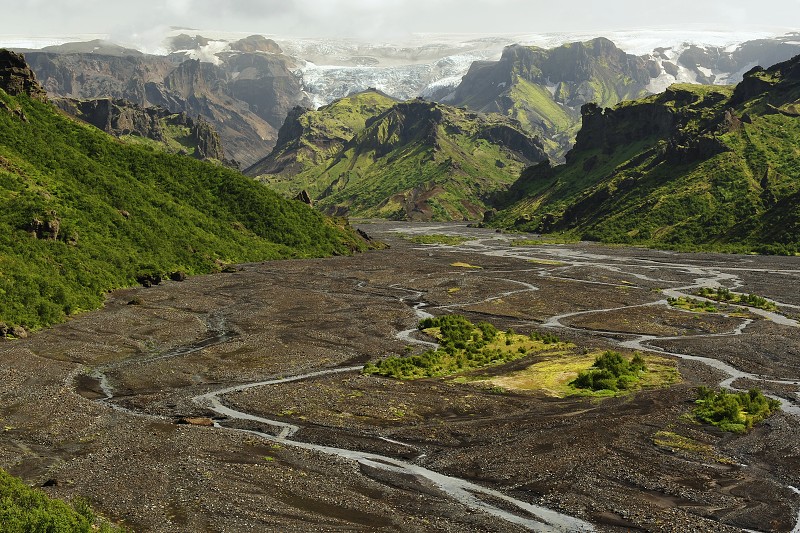 Island 2011 - Þórsmörk-údolí  ř. Krossá+ ledovce Mýrdalsjökull 