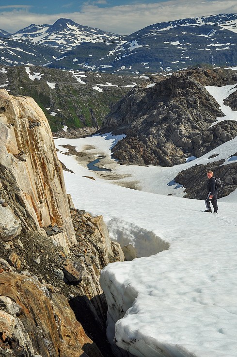 Skandinávie - ledovec Svartisen nad Storglomvatnet, Nordland