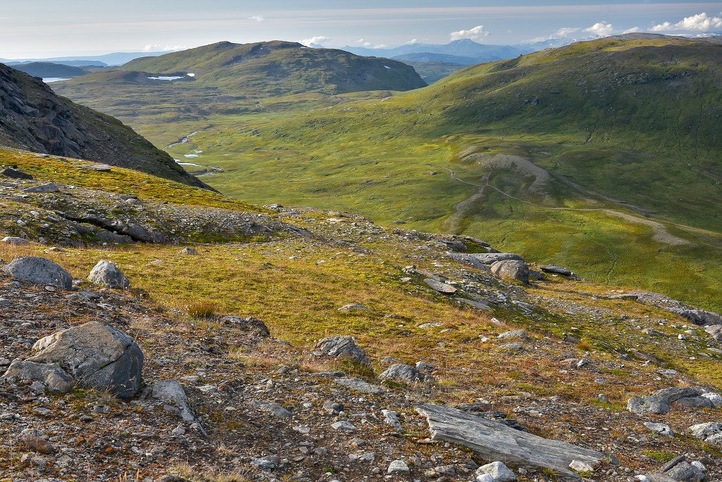 Skandinávie - nad údolím Fagerlidalen, Okstindan 
