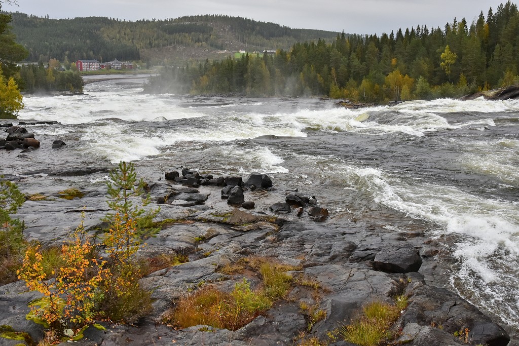 Peřeje Storforsen, na ř. Piteälven, u Vidselu