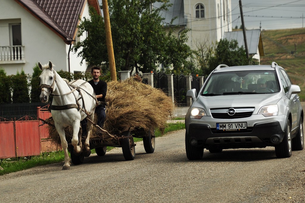 Východní Evropa  - koňský povoz - běžný dopr. prostředek, Rumunsko 
