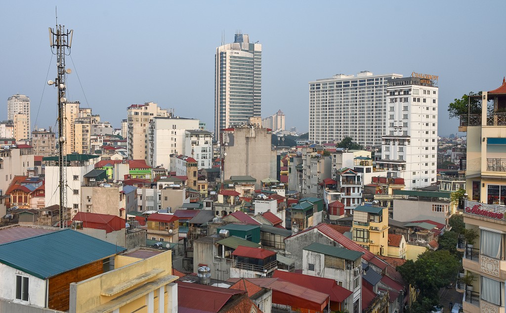 Vietnam - Hanoj z posledního patra hotelu 3B Premier